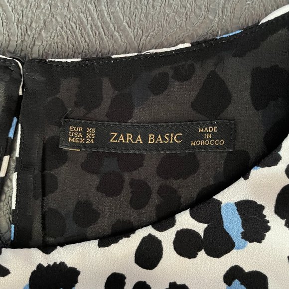 Zara Blue Leopard Print Sleeveless Top - Picture 4 of 4